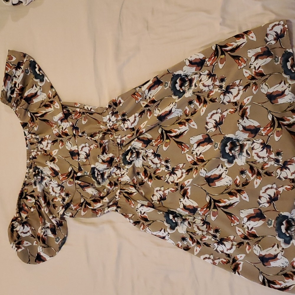 Size Medium off the shoulder midi dress with flower print